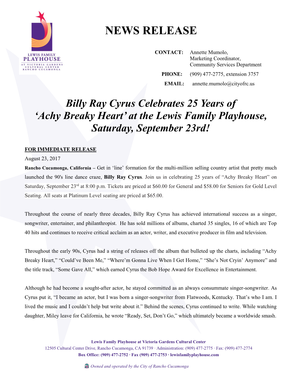 Billy Ray Cyrus Celebrates 25 Years of 'Achy Breaky Heart'