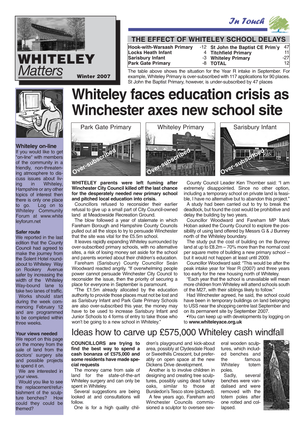 Whiteley Faces Education Crisis As Winchester Axes New School Site Park Gate Primary Whiteley Primary Sarisbury Infant