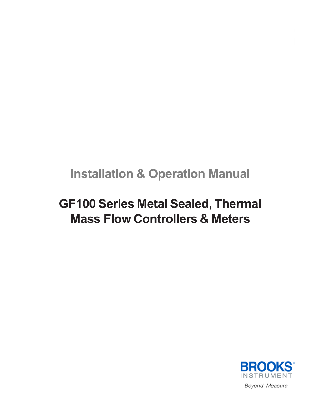 Installation & Operation Manual GF100 Series