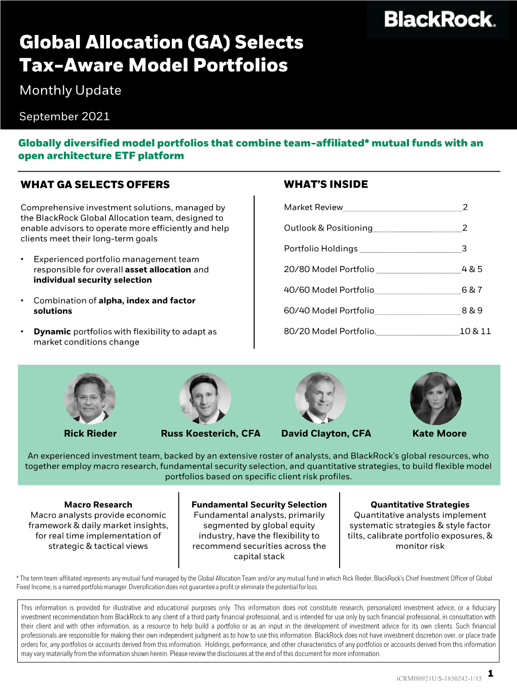 Global Allocation (GA) Selects Tax-Aware Managed Portfolio Strategies