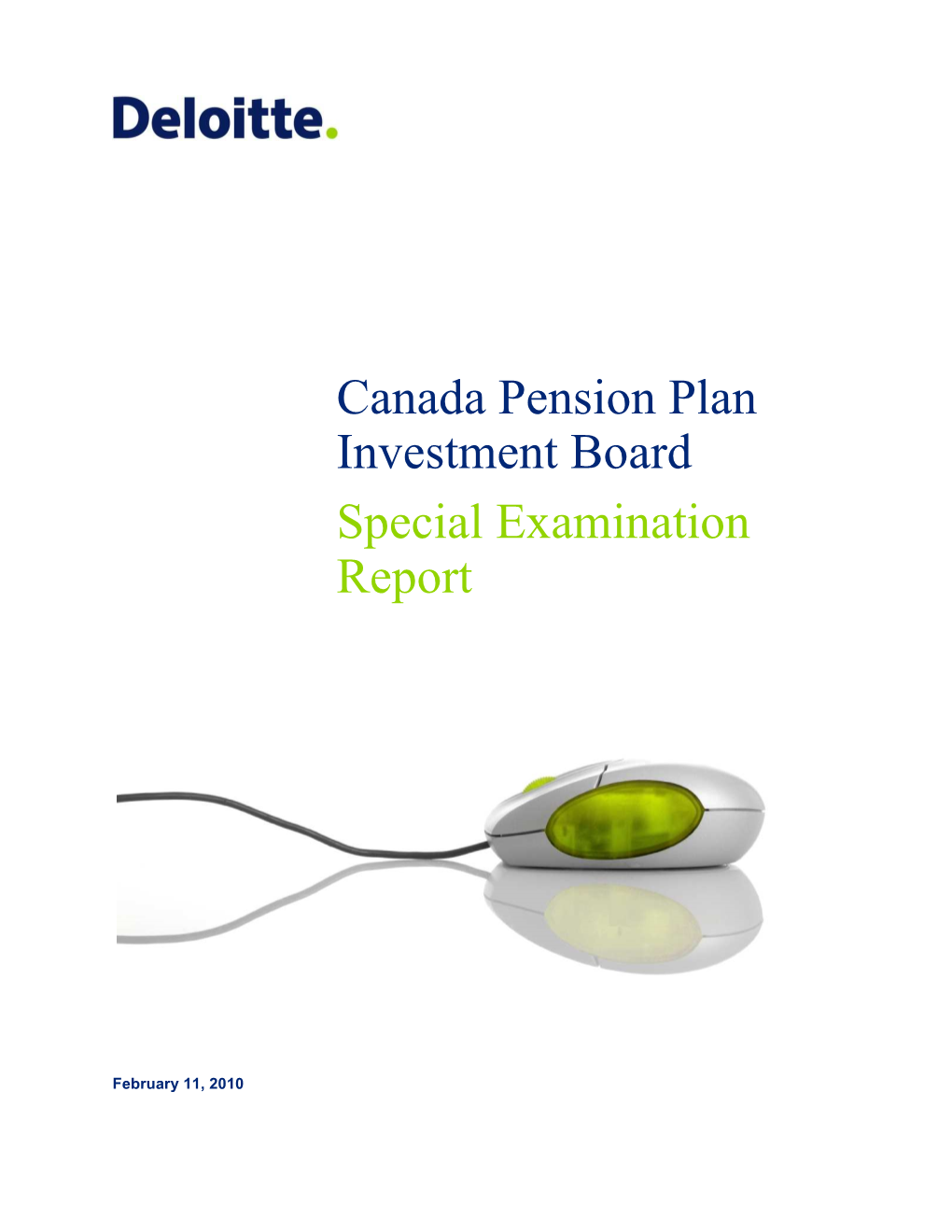 Canada Pension Plan Investment Board Special Examination Report