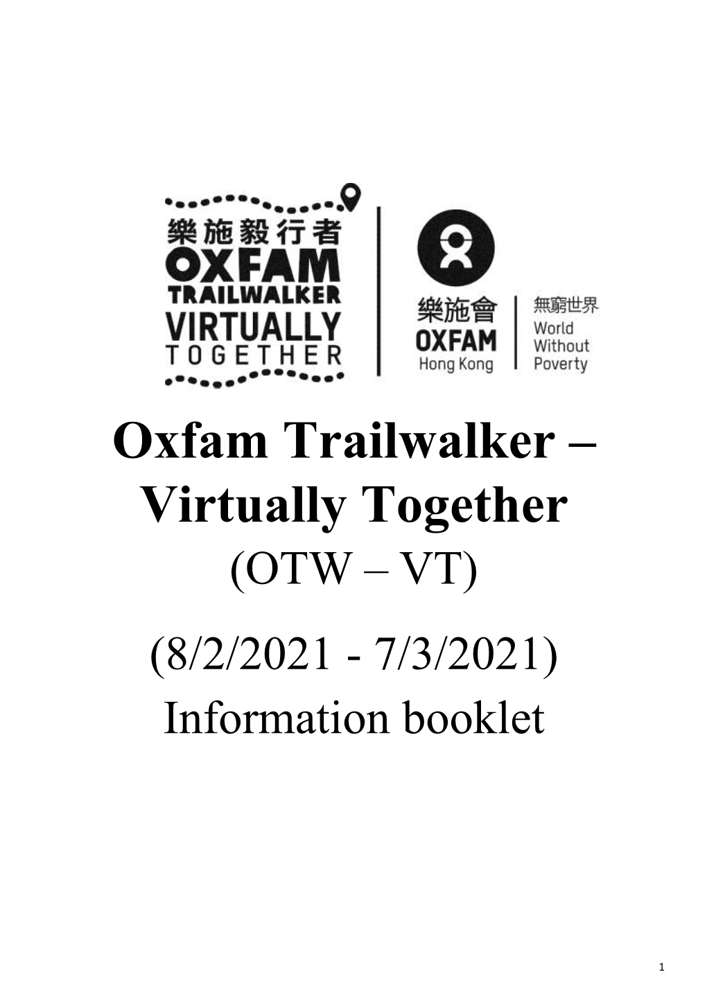 Oxfam Trailwalker – Virtually Together (OTW – VT)