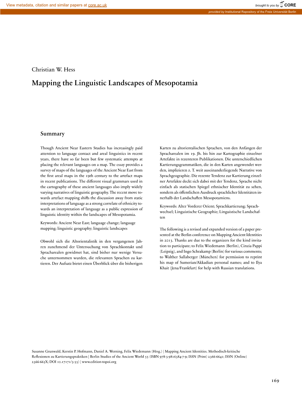 Mapping the Linguistic Landscapes of Mesopotamia