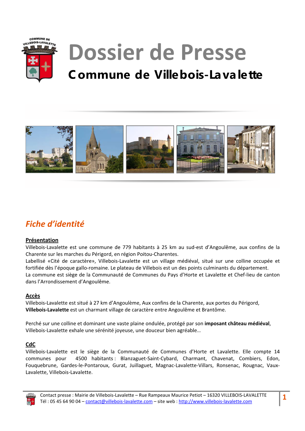 Dossier De Presse Commune De Villebois-Lavalette