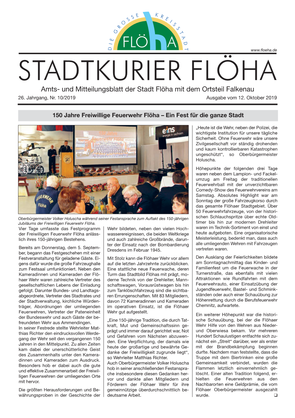 Amts- Und Mitteilungsblatt Der Stadt Flöha Mit Dem Ortsteil Falkenau 26