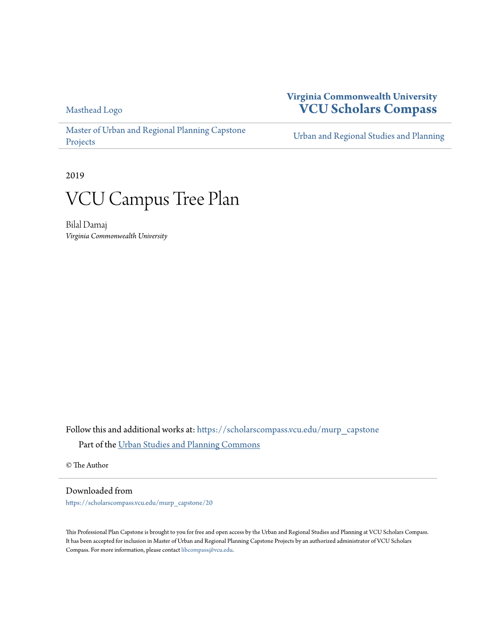 VCU Campus Tree Plan Bilal Damaj Virginia Commonwealth University