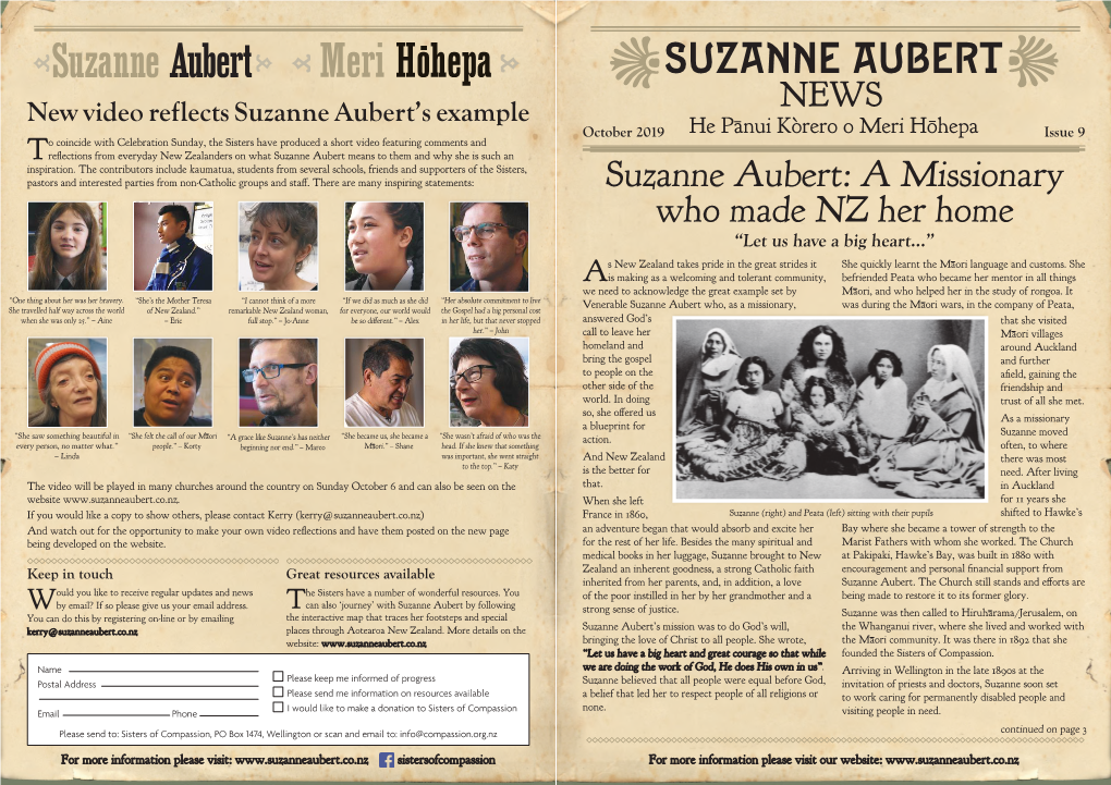 Suzanne Aubert: a Missionary Who Made NZ Her Home