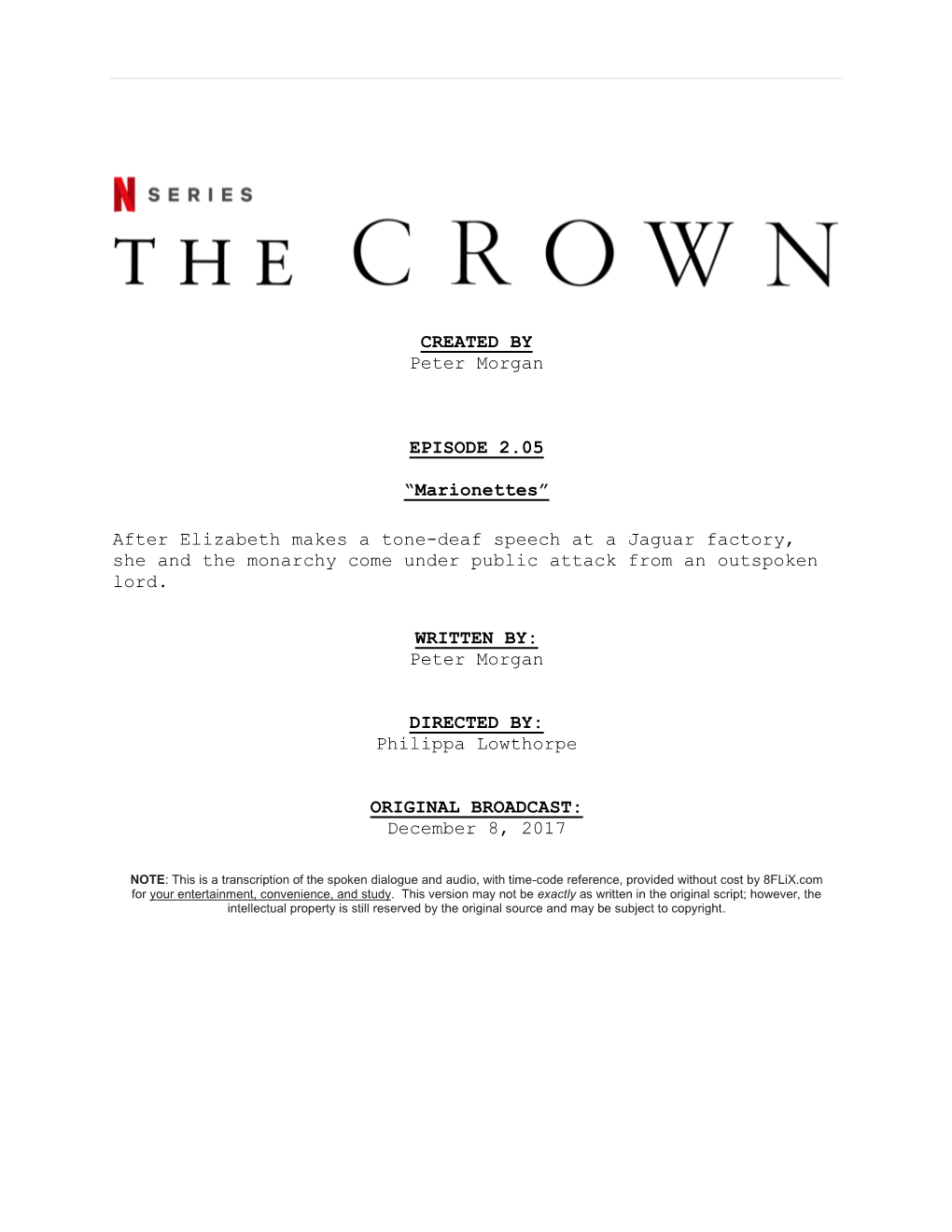 The Crown | Dialogue Transcript | S2:E5