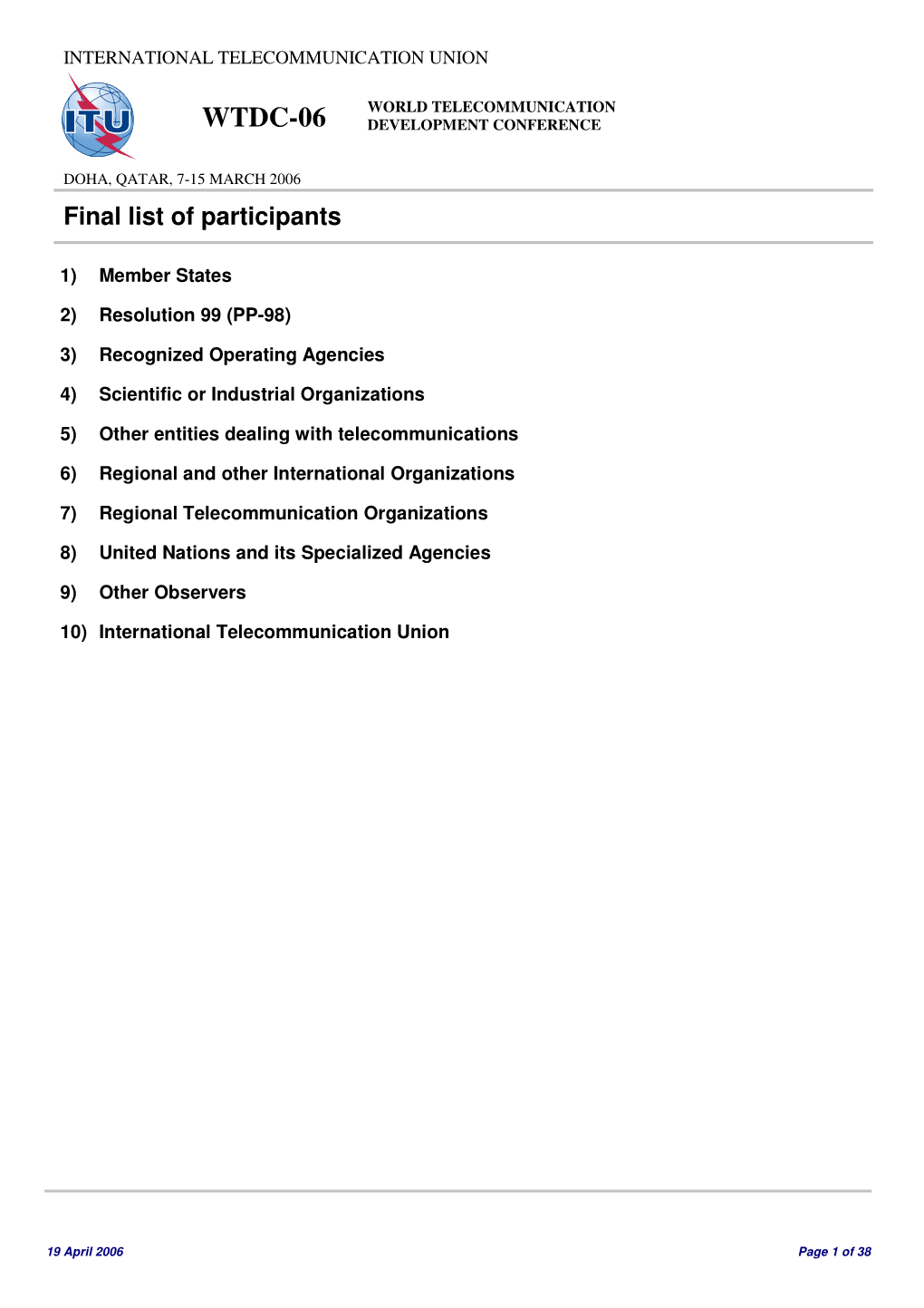 Final List of Participants