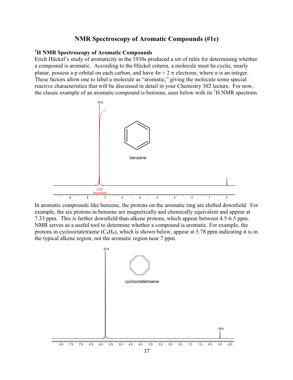 NMR Spectroscopy of Aromatic Compounds (#1E)