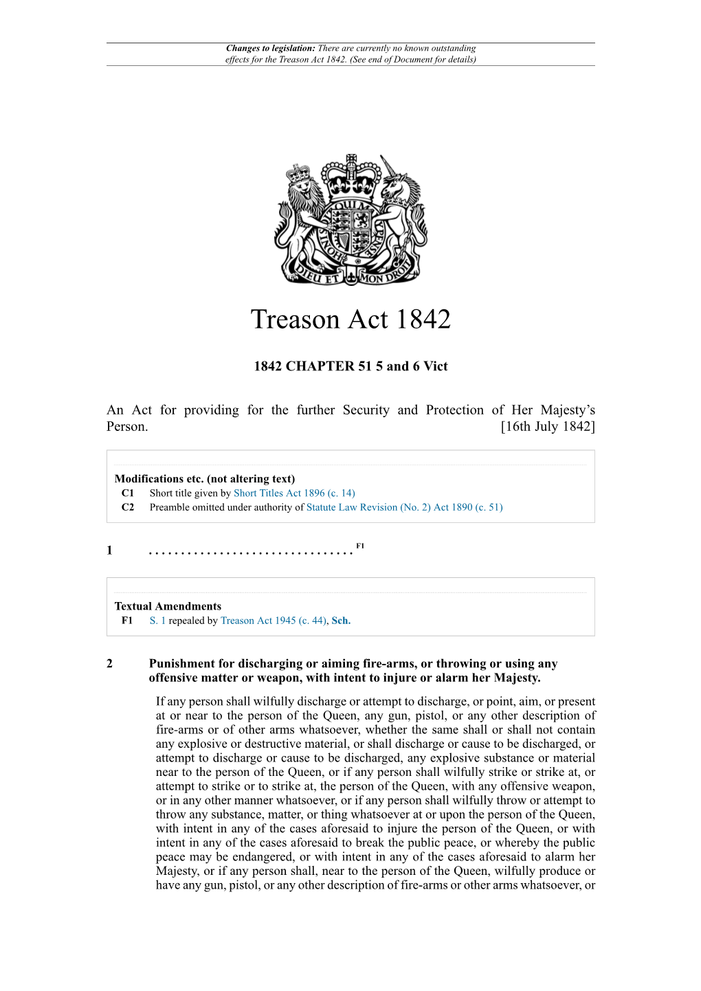 Treason Act 1842