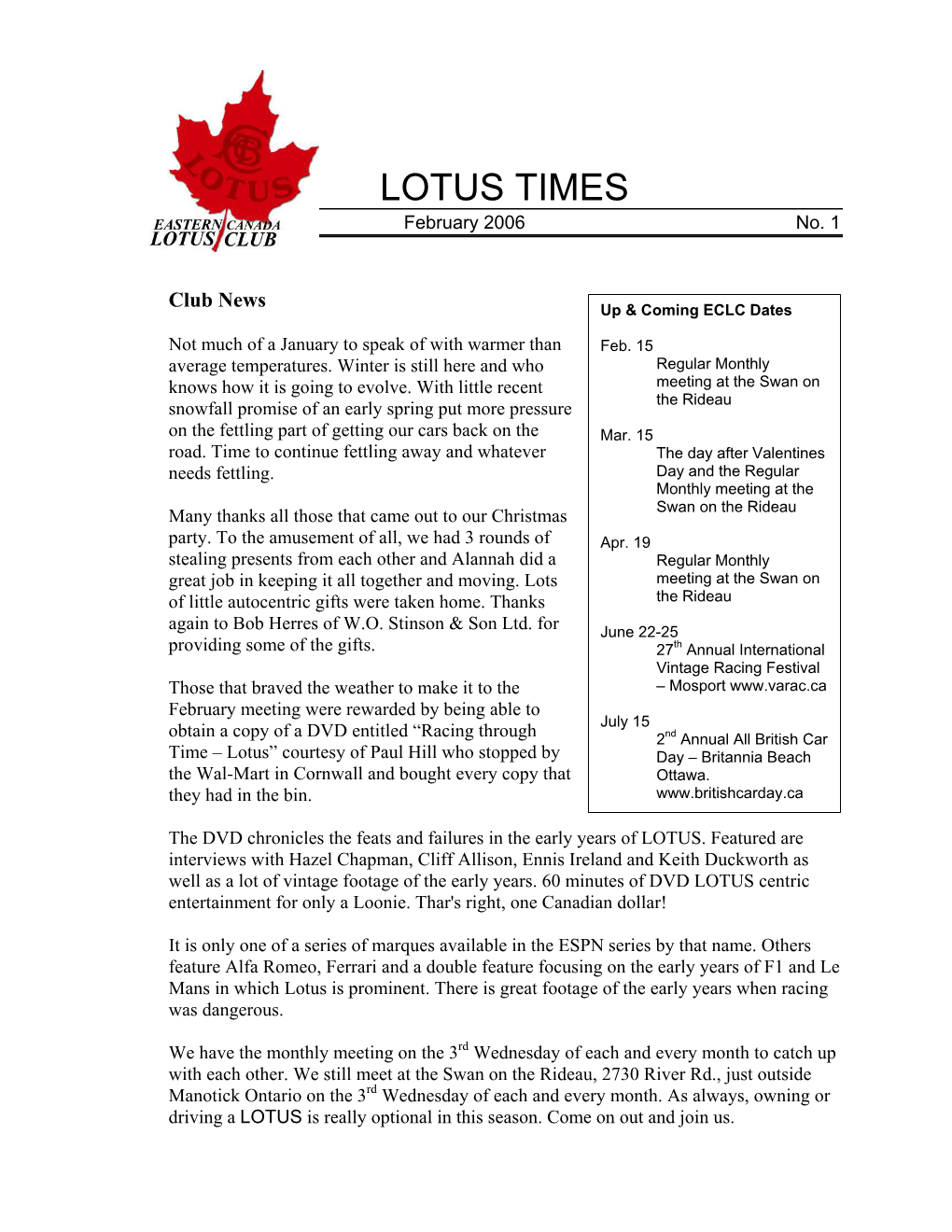 LOTUS TIMES February 2006 No