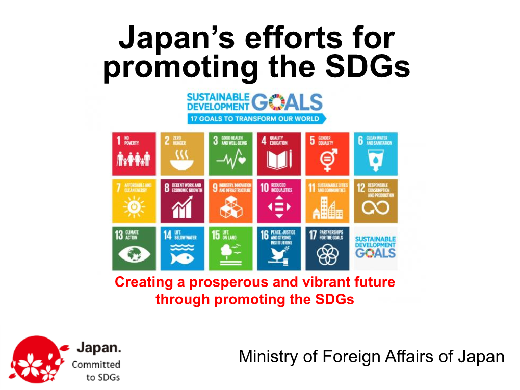 Japan's Efforts for Promoting the Sdgs