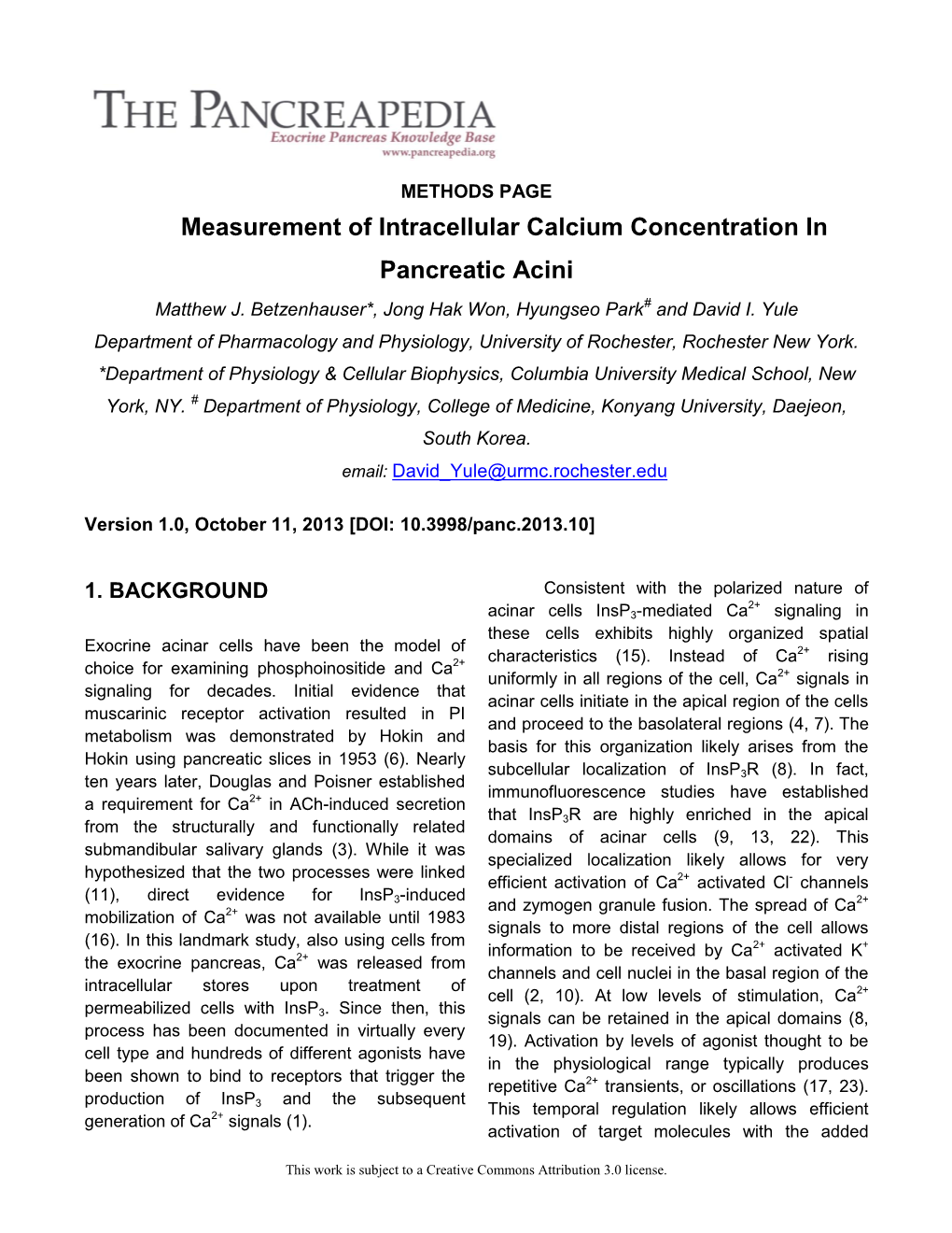 Measurement Intracellular Calcium Concentration