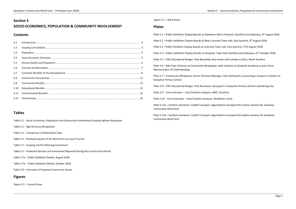 Section 5 SOCIO-ECONOMICS, POPULATION & COMMUNITY INVOLVEMENT Contents Tables Figures Plates