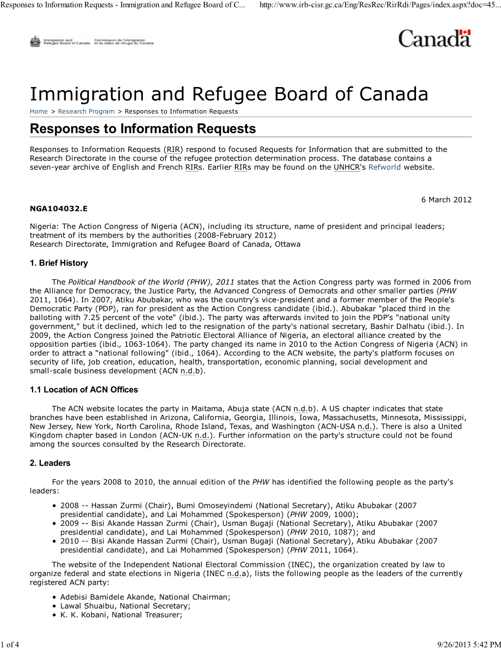 Immigration and Refugee Board of Canada, Ottawa