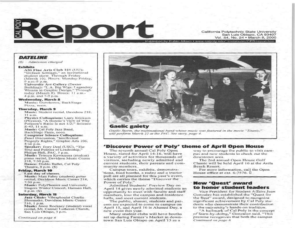 March 8, 2000 Cal Poly Report