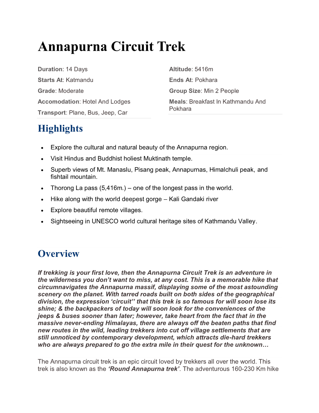 Annapurna Circuit Trekreviews