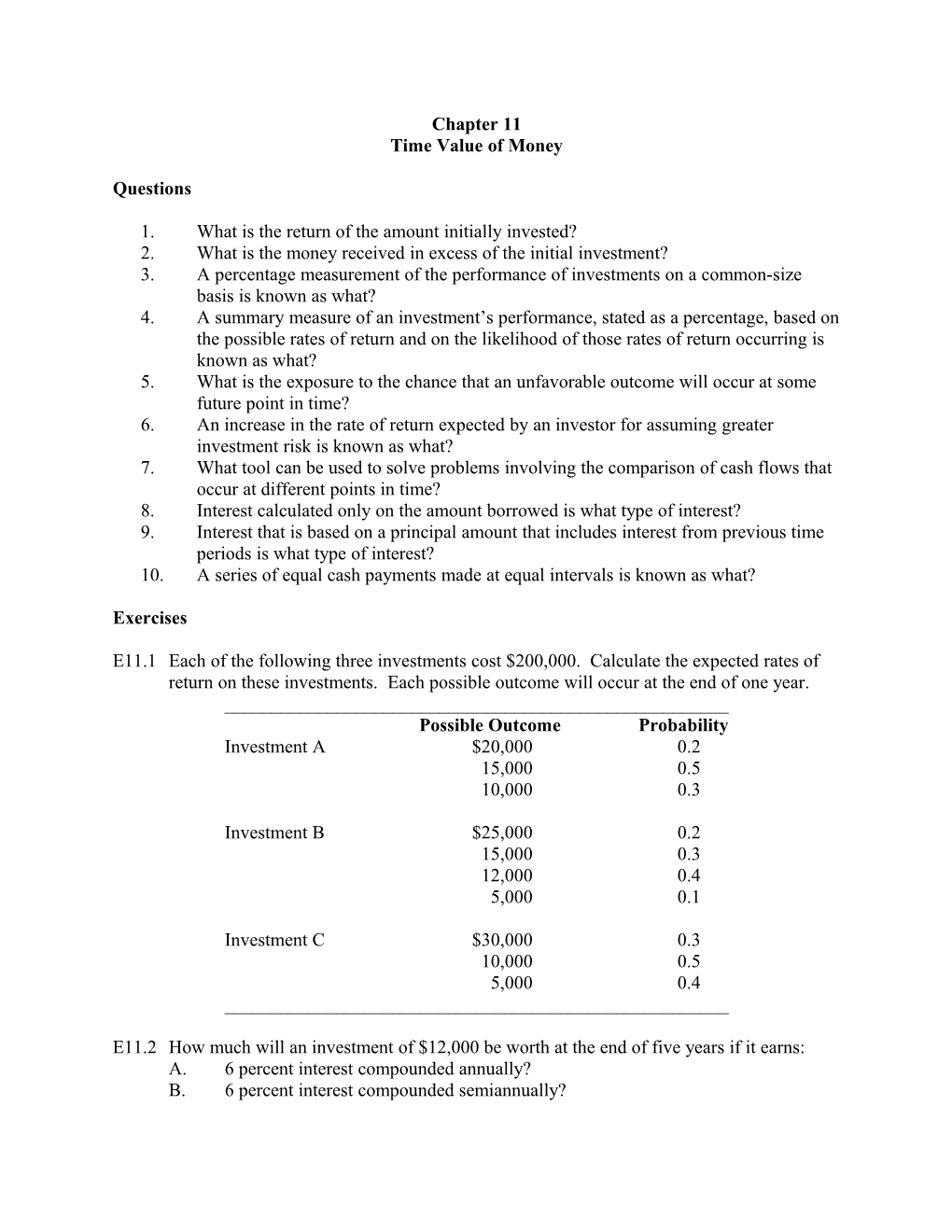 1. What Is the Return of the Amount Initially Invested?