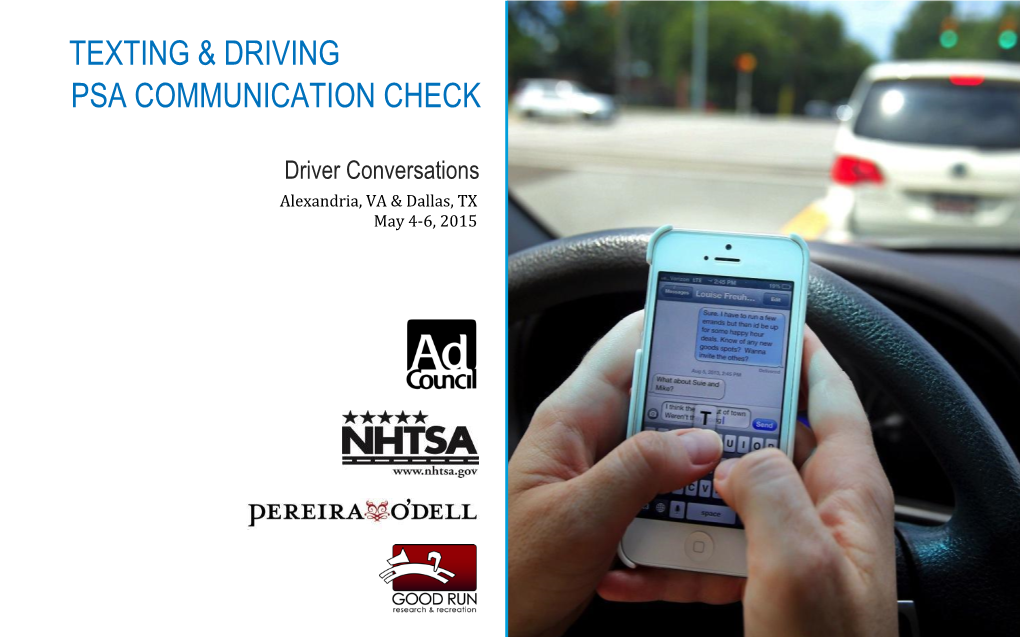 Texting and Driving PSA Communication Check