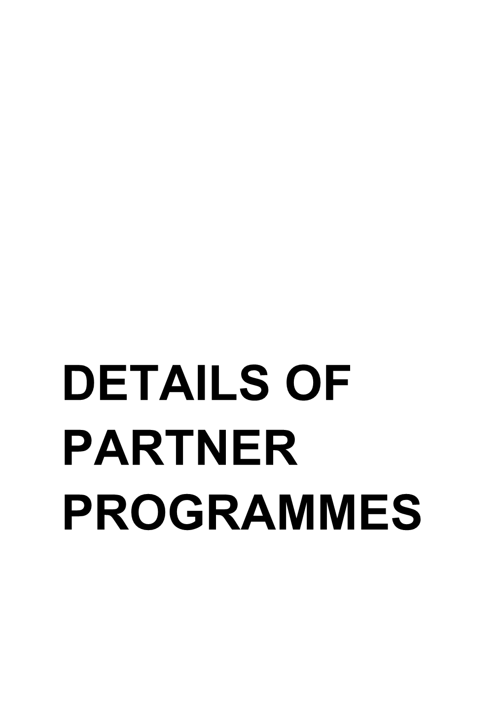 Details of Partner Programmes