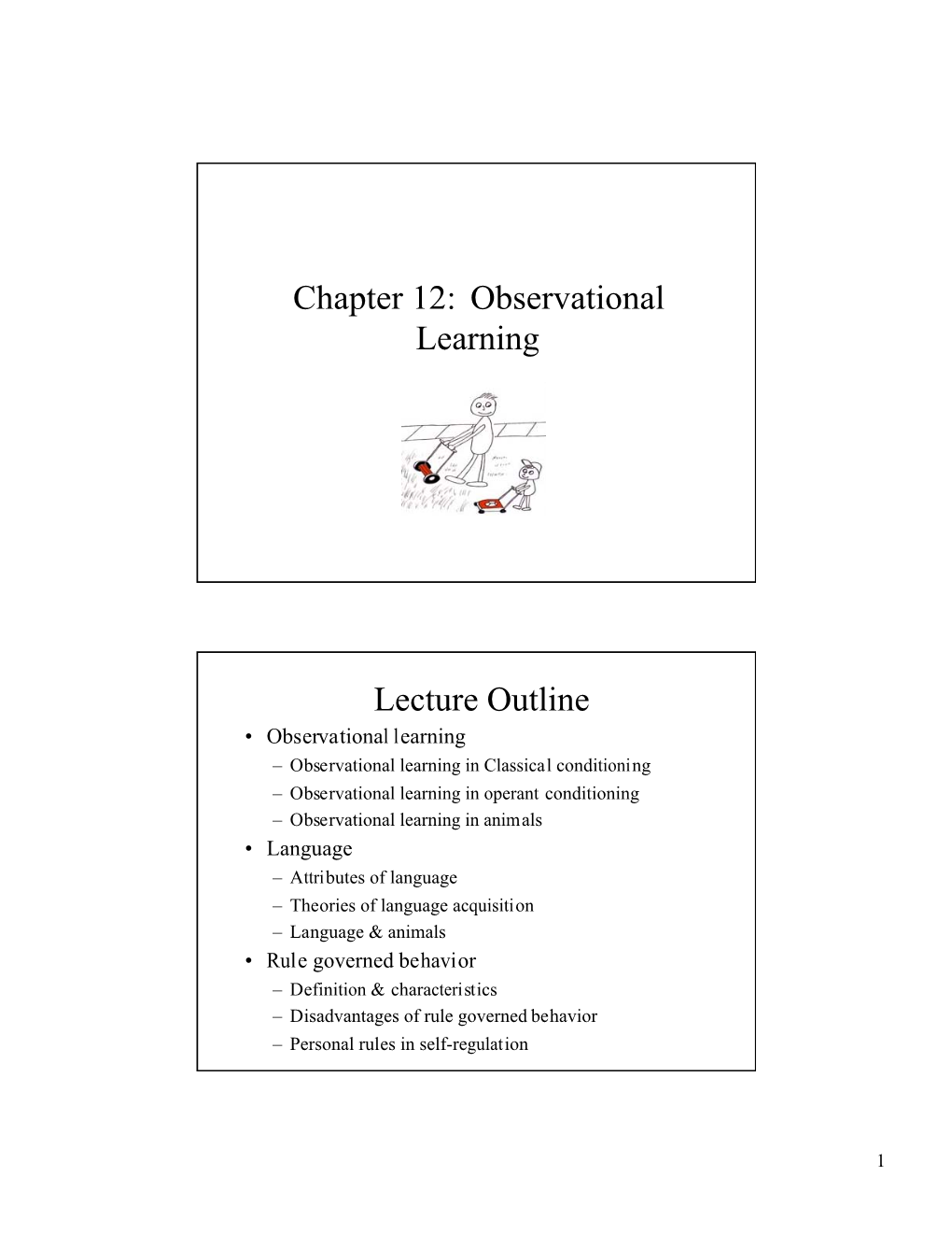 Chapter 12: Observational Learning Lecture Outline