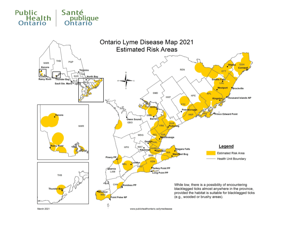 Ontario Lyme Disease Map 2021: Estimated Risk Areas