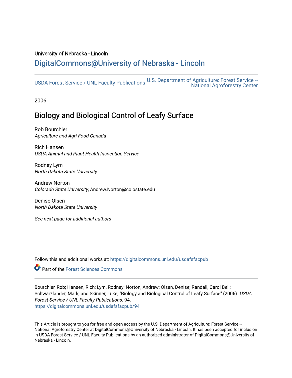 Biology and Biological Control of Leafy Surface