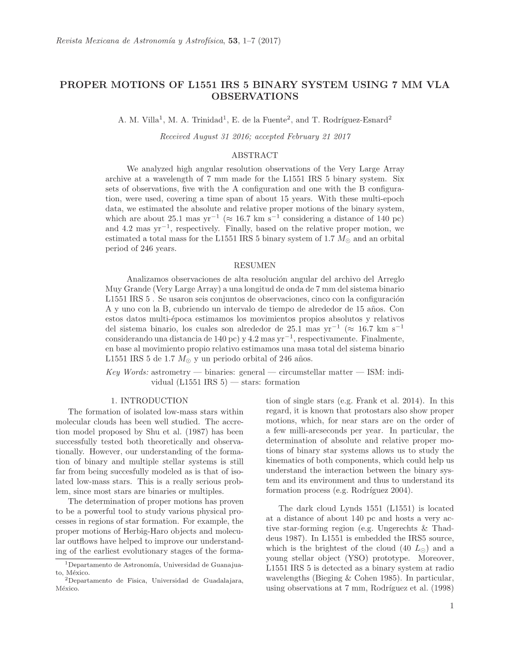 Proper Motions of L1551 Irs 5 Binary System Using 7 Mm Vla Observations