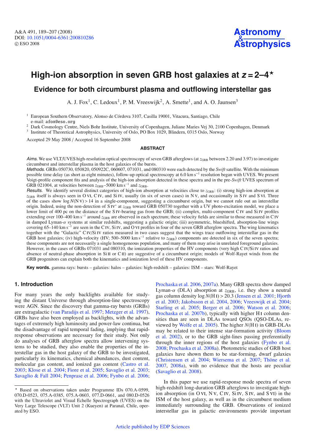 High-Ion Absorption in Seven GRB Host Galaxies at Z = 2–4 Evidence for Both Circumburst Plasma and Outﬂowing Interstellar Gas