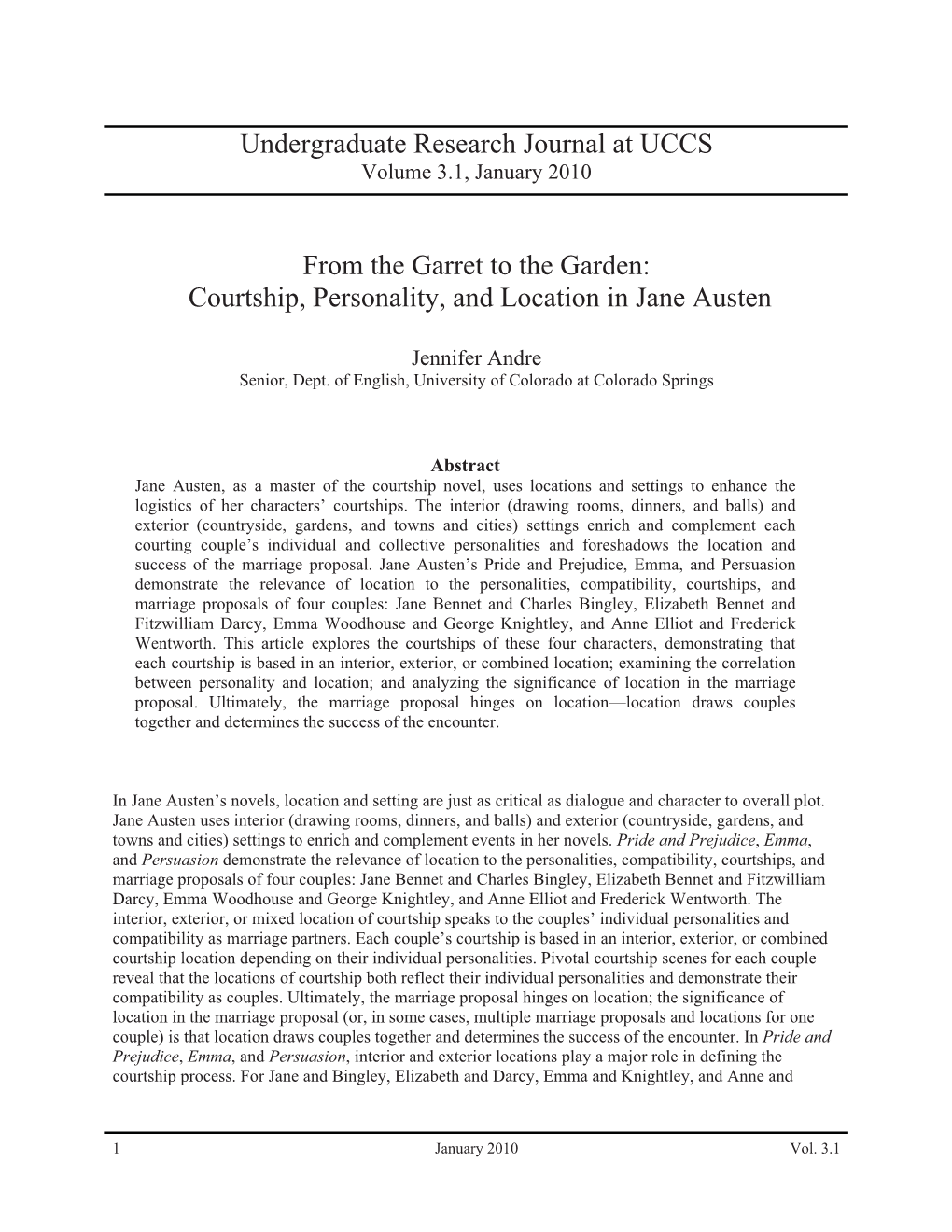 Courtship, Personality, and Location in Jane Austen