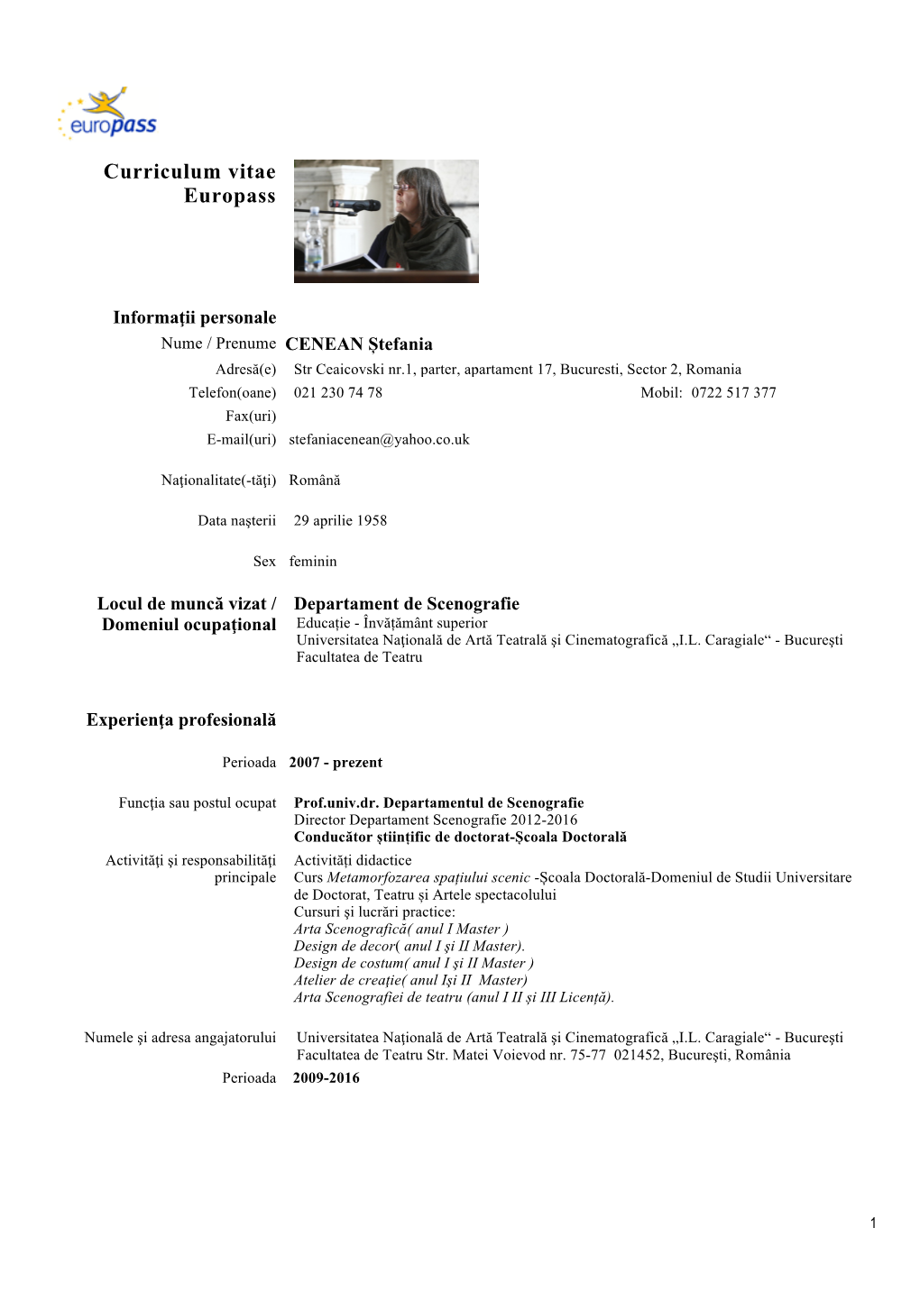 Curriculum Vitae Europass