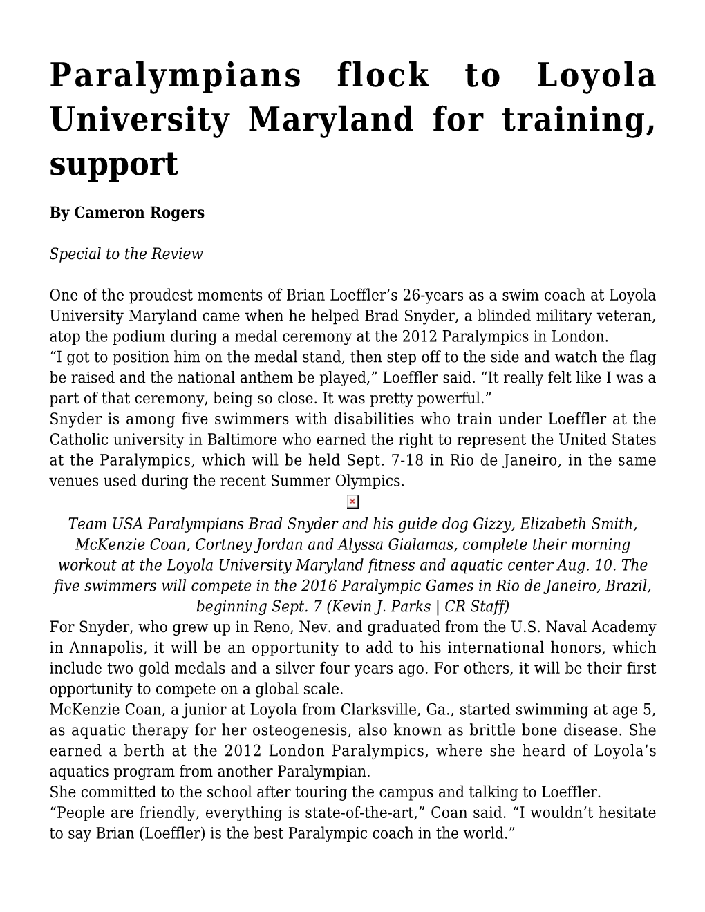 Paralympians Flock to Loyola University Maryland for Training, Support