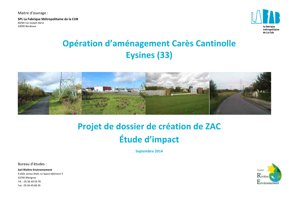 Opération D'aménagement Carès Cantinolle Eysines