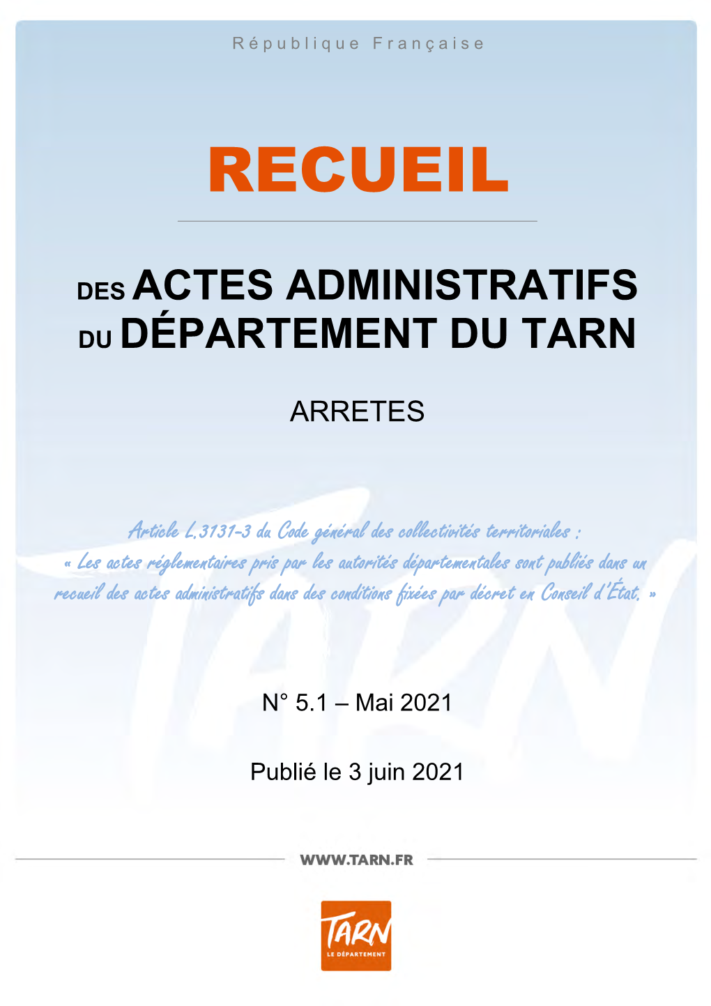 Des Actes Administratifs Du Département Du Tarn