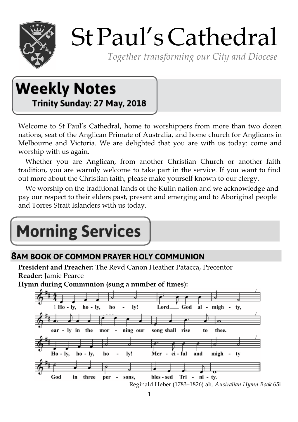 Weekly Notes Trinity Sunday B 2018