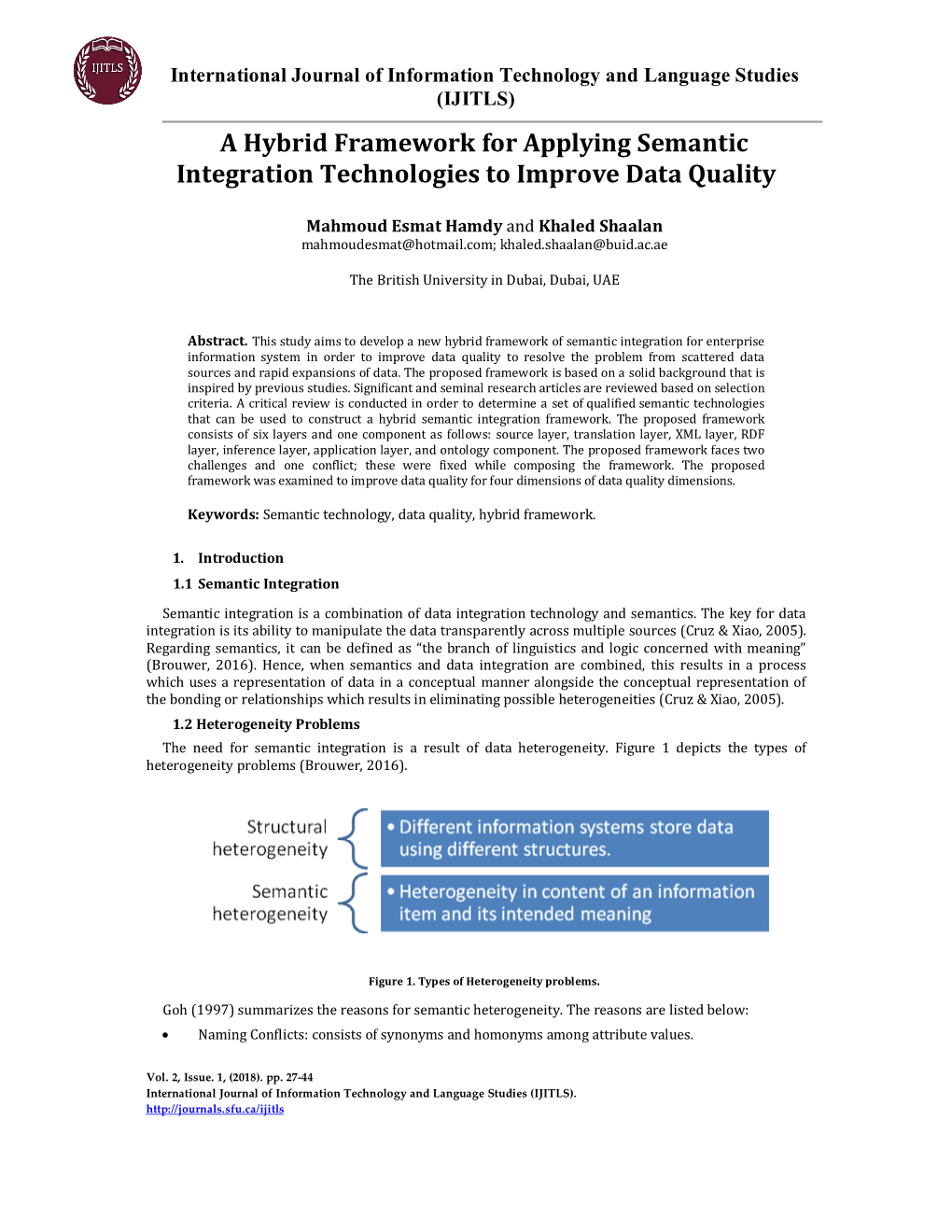A Hybrid Framework for Applying Semantic Integration Technologies to Improve Data Quality