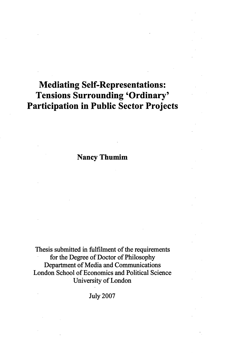 Mediating Self-Representations: Tensions Surrounding 'Ordinary'