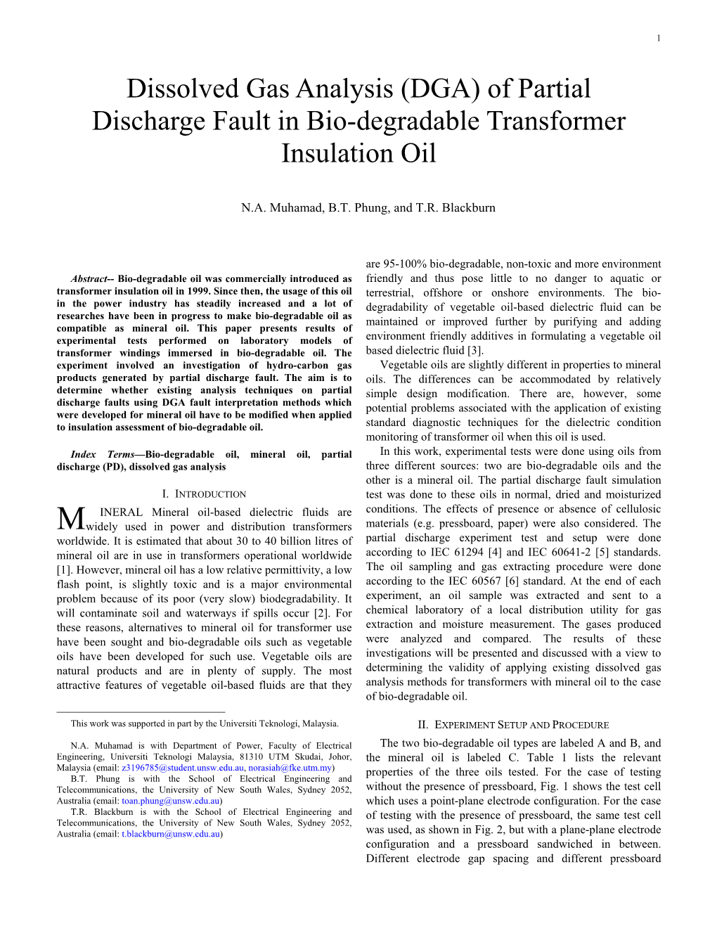 Dissolved Gas Analysis (DGA) of Partial Discharge Fault in Bio-Degradable Transformer Insulation Oil