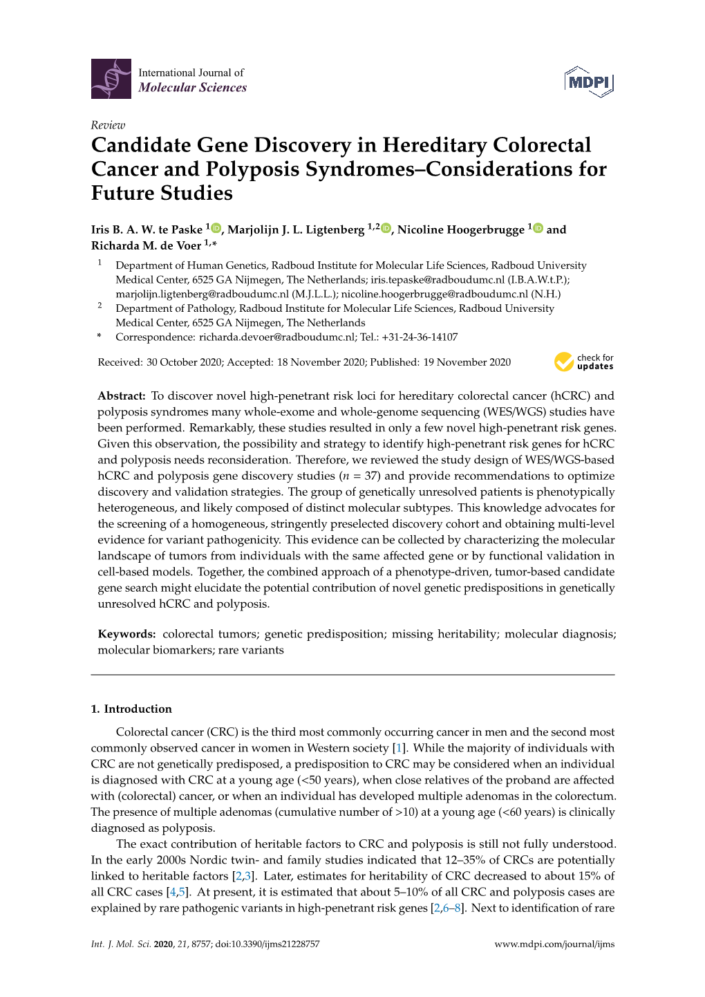 Candidate Gene Discovery in Hereditary Colorectal Cancer and Polyposis Syndromes–Considerations for Future Studies