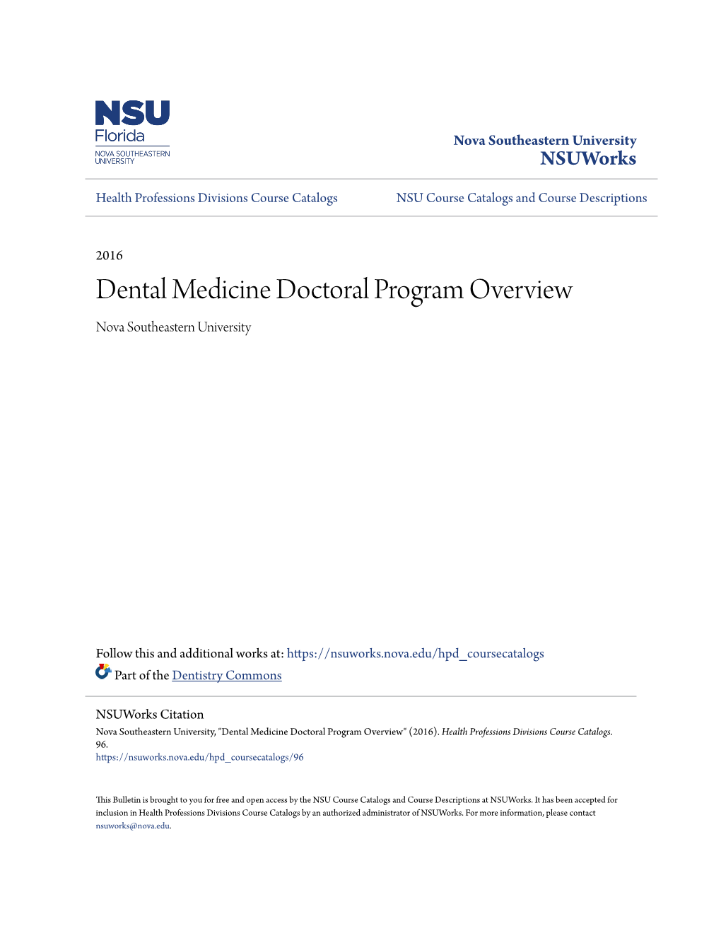 Dental Medicine Doctoral Program Overview Nova Southeastern University