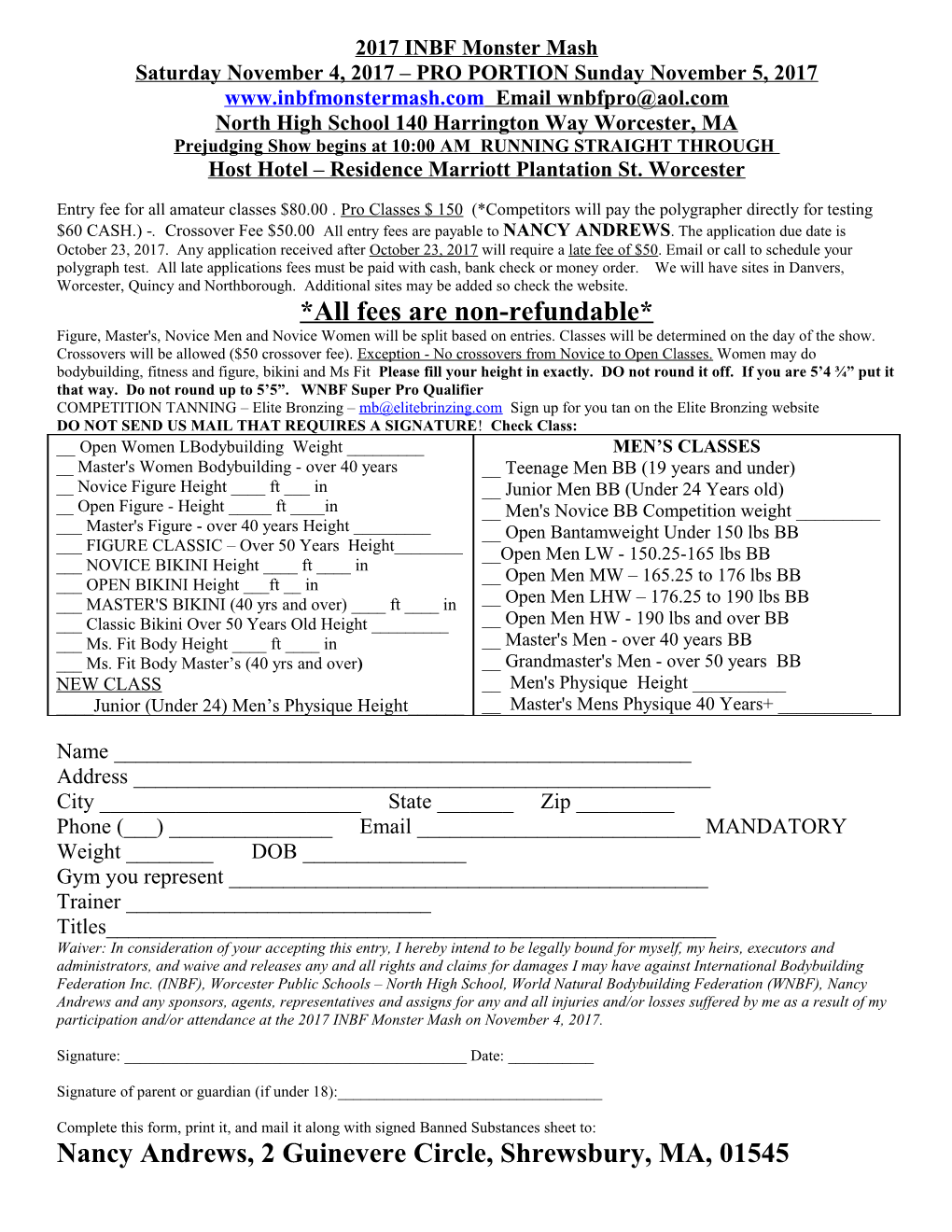 2004 INBF Northeast Classic Bodybuilding & Fitness Application