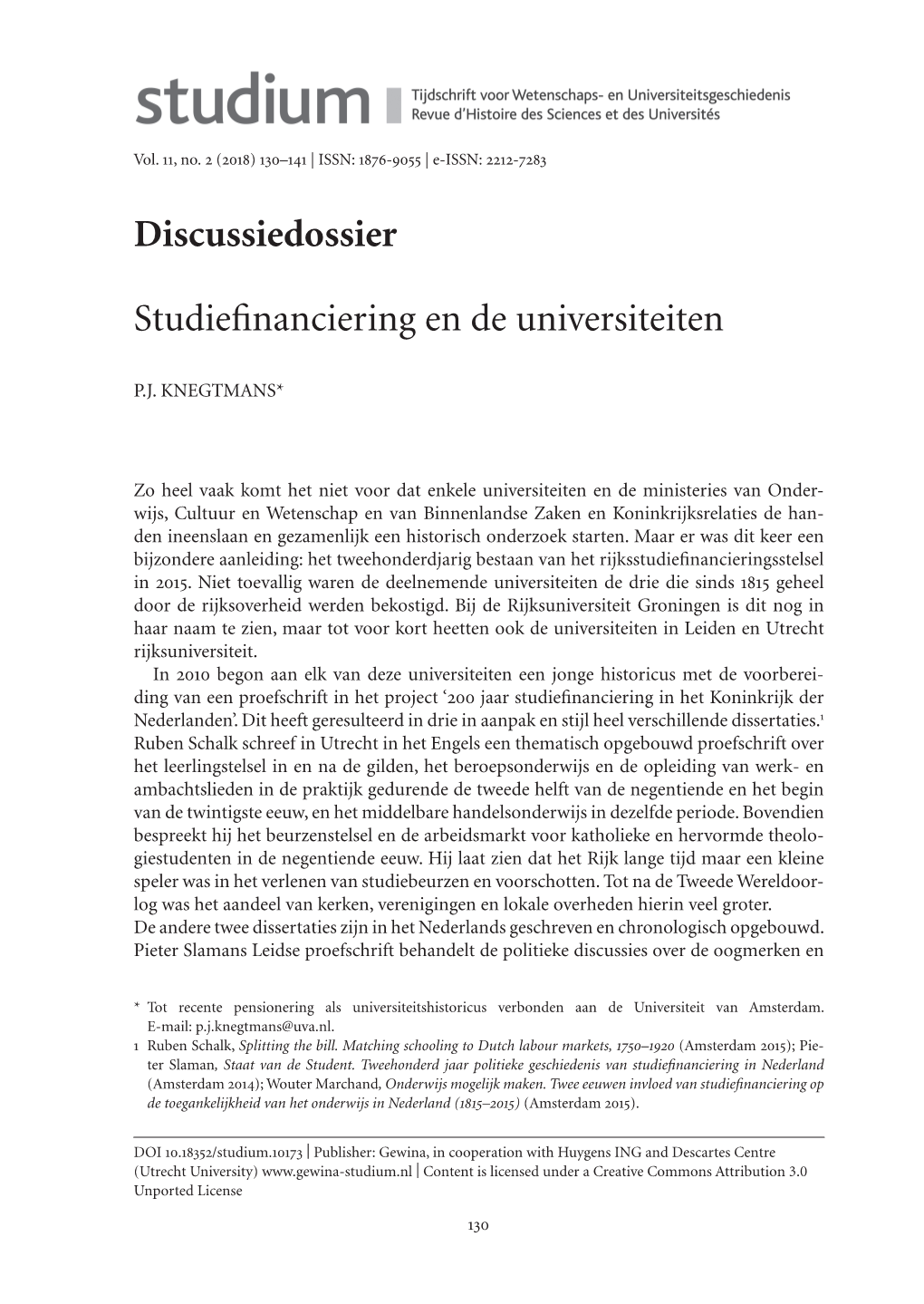 Discussiedossier Studiefinanciering En De Universiteiten