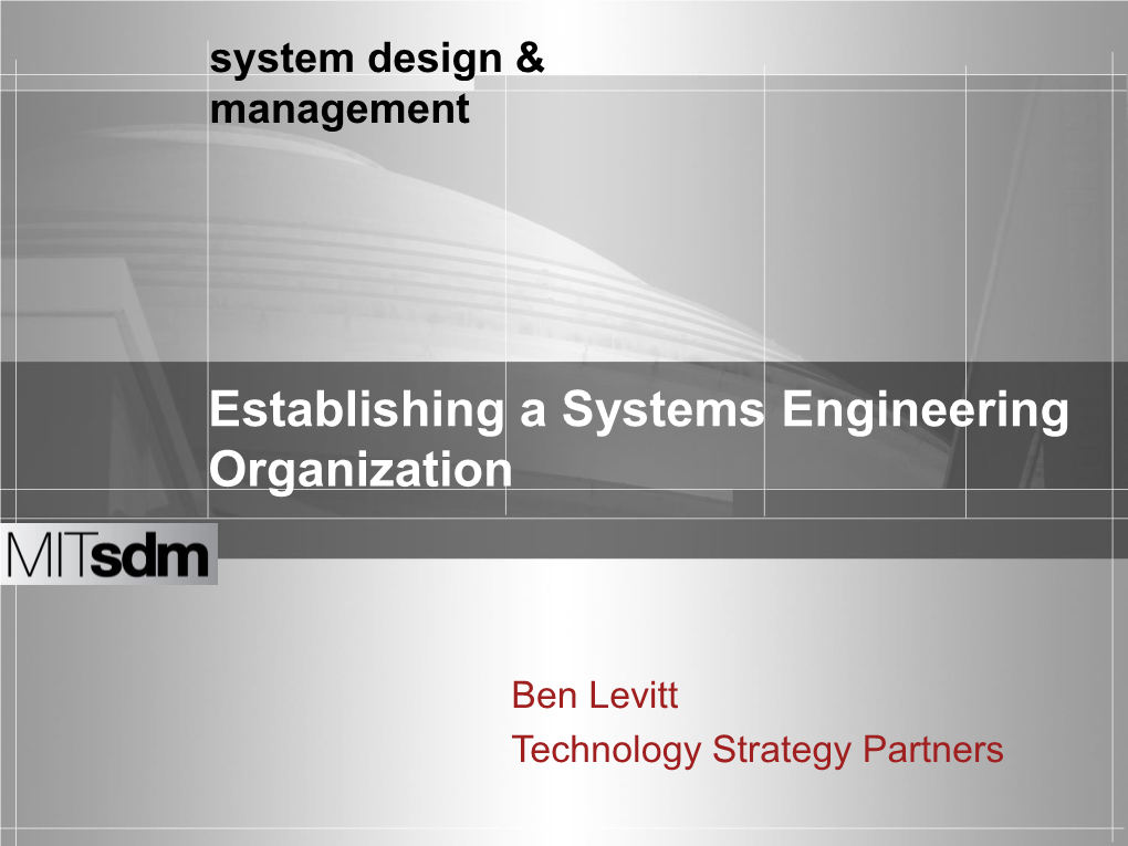 Establishing a Systems Engineering Organization