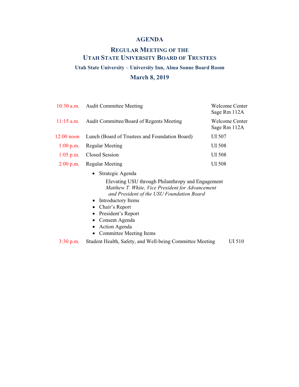 AGENDA March 8, 2019