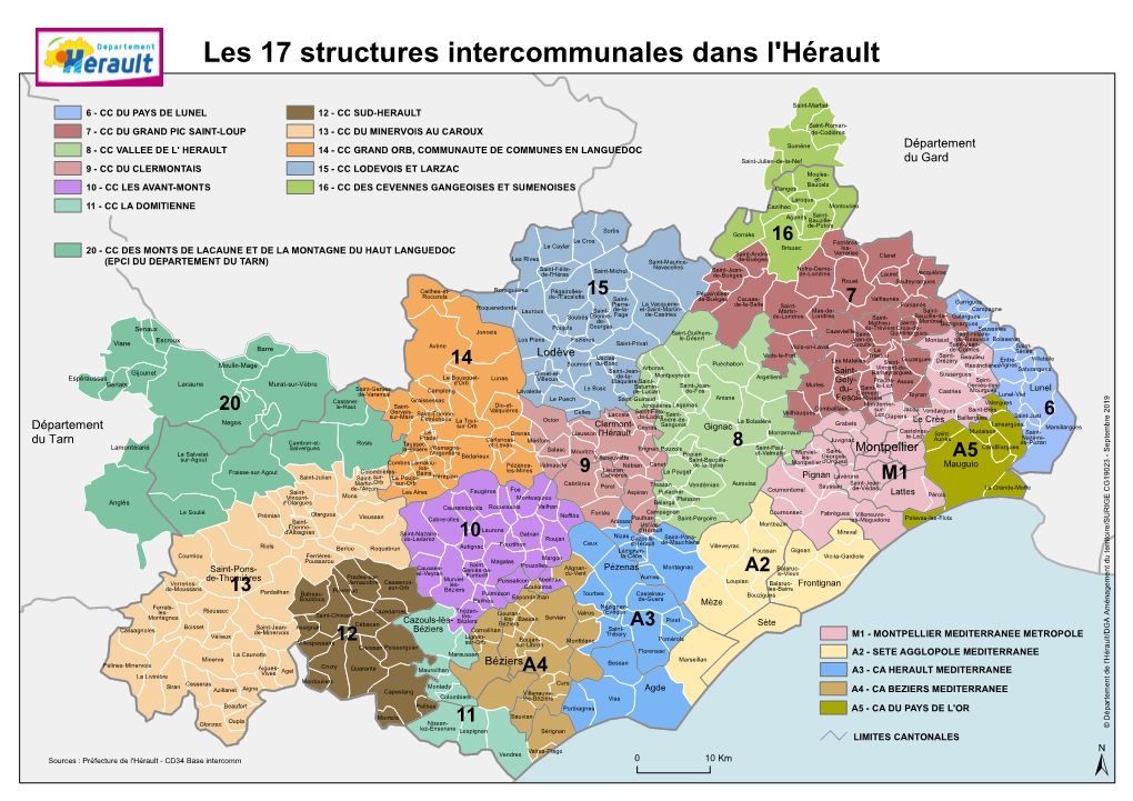Les 17 Structures Intercommunales Dans L'hérault