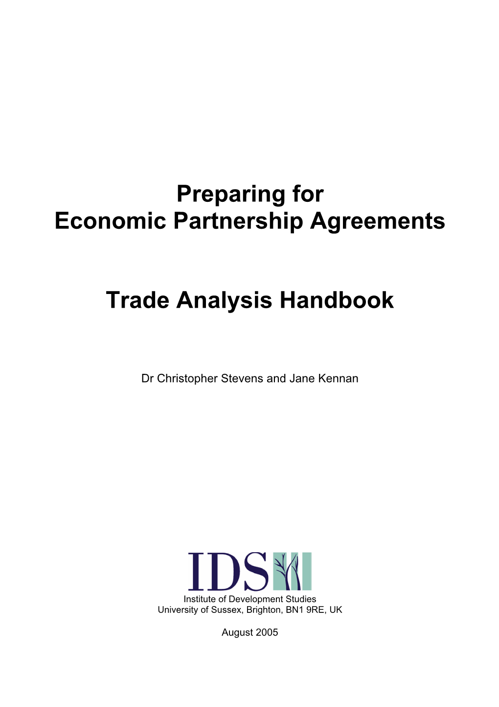 Preparing for Economic Partnership Agreements Trade Analysis
