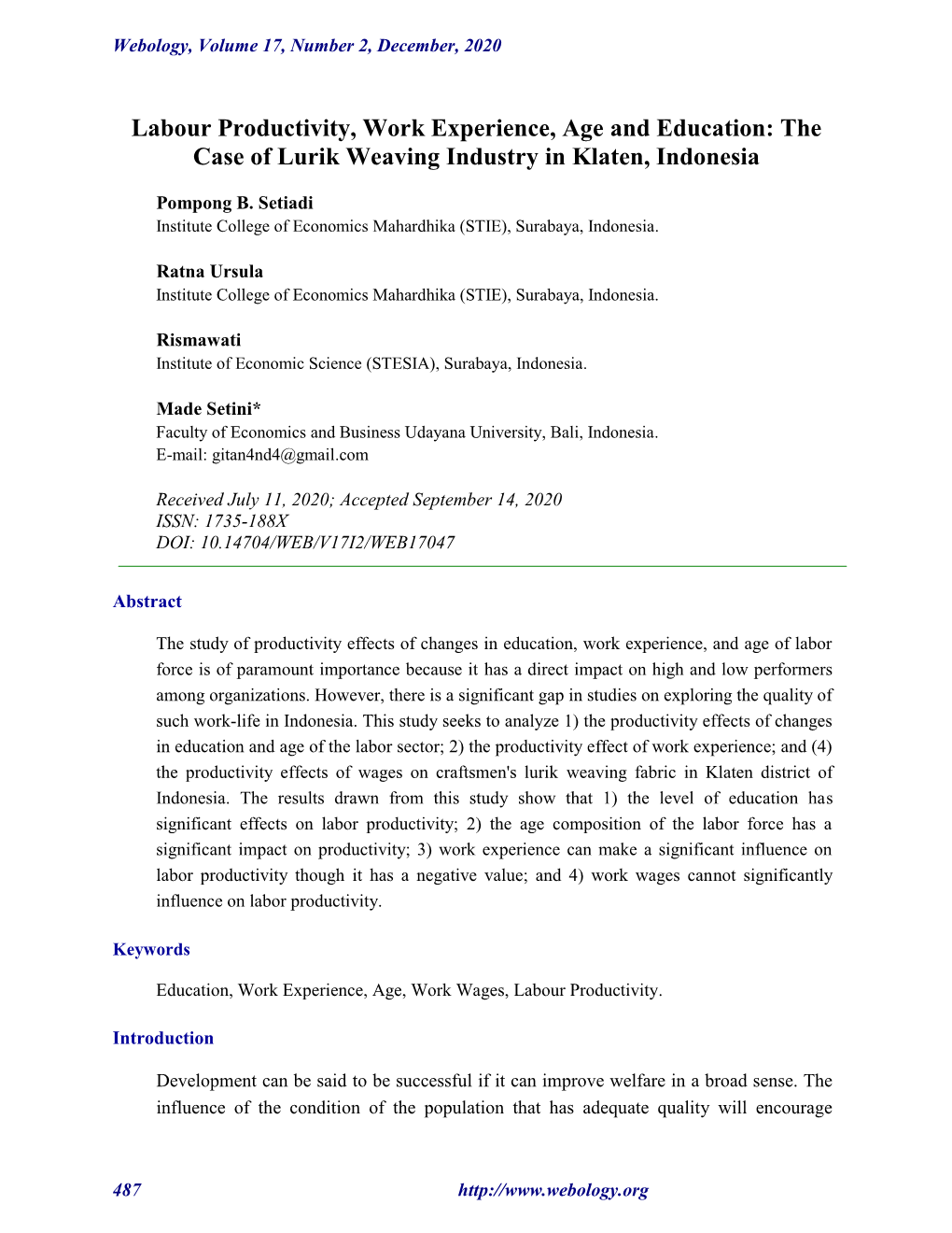 The Case of Lurik Weaving Industry in Klaten, Indonesia