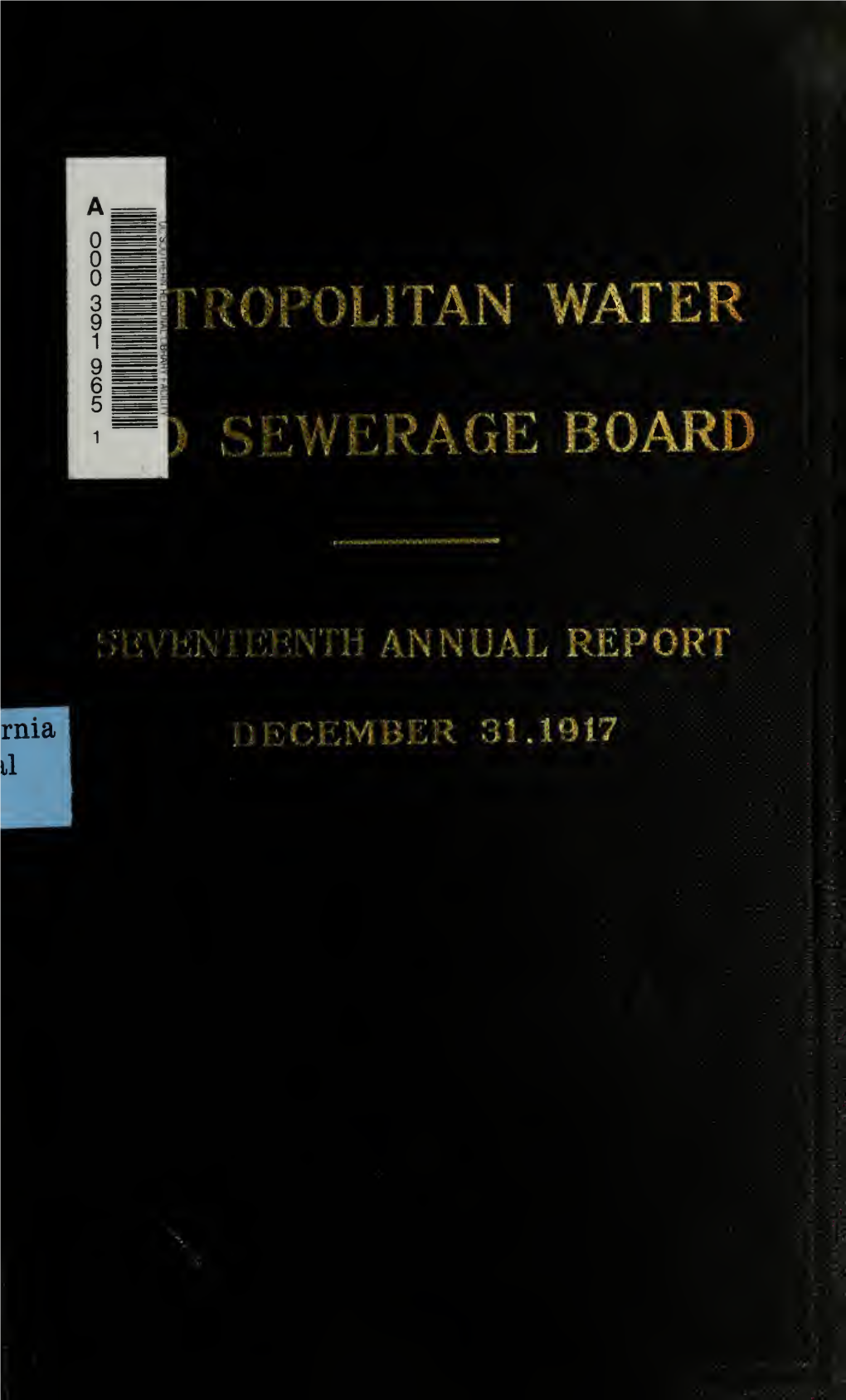 First-Nineteenth Annual Report of the Metropolitan Water and Sewerage