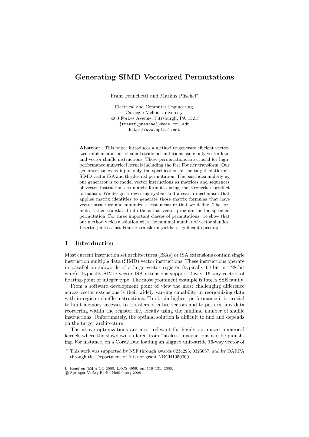 Generating SIMD Vectorized Permutations